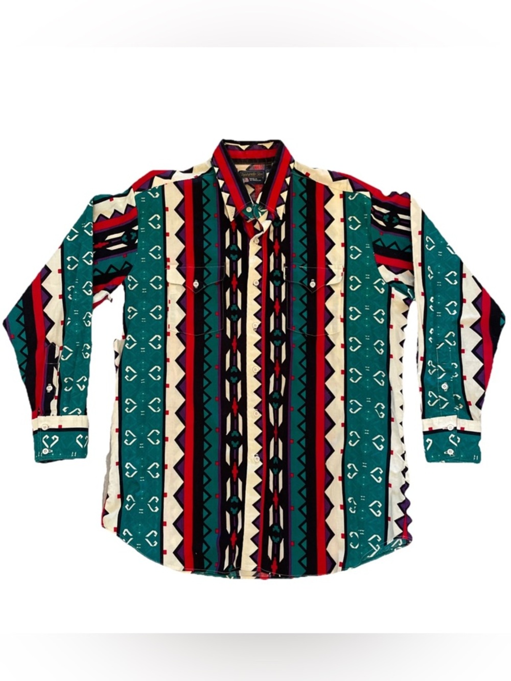 VTG Panhandle Slim Western Shirt USA Made Aztec Southwest Multicolor 17 1/2 XL? - Picture 1 of 10